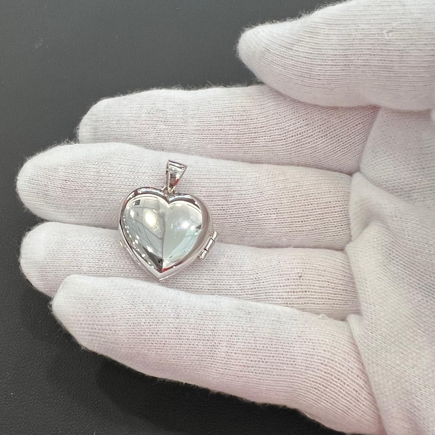 Chocolate Diamond Heart Locket Double Picture Photo Pendant Memory 10k Gold