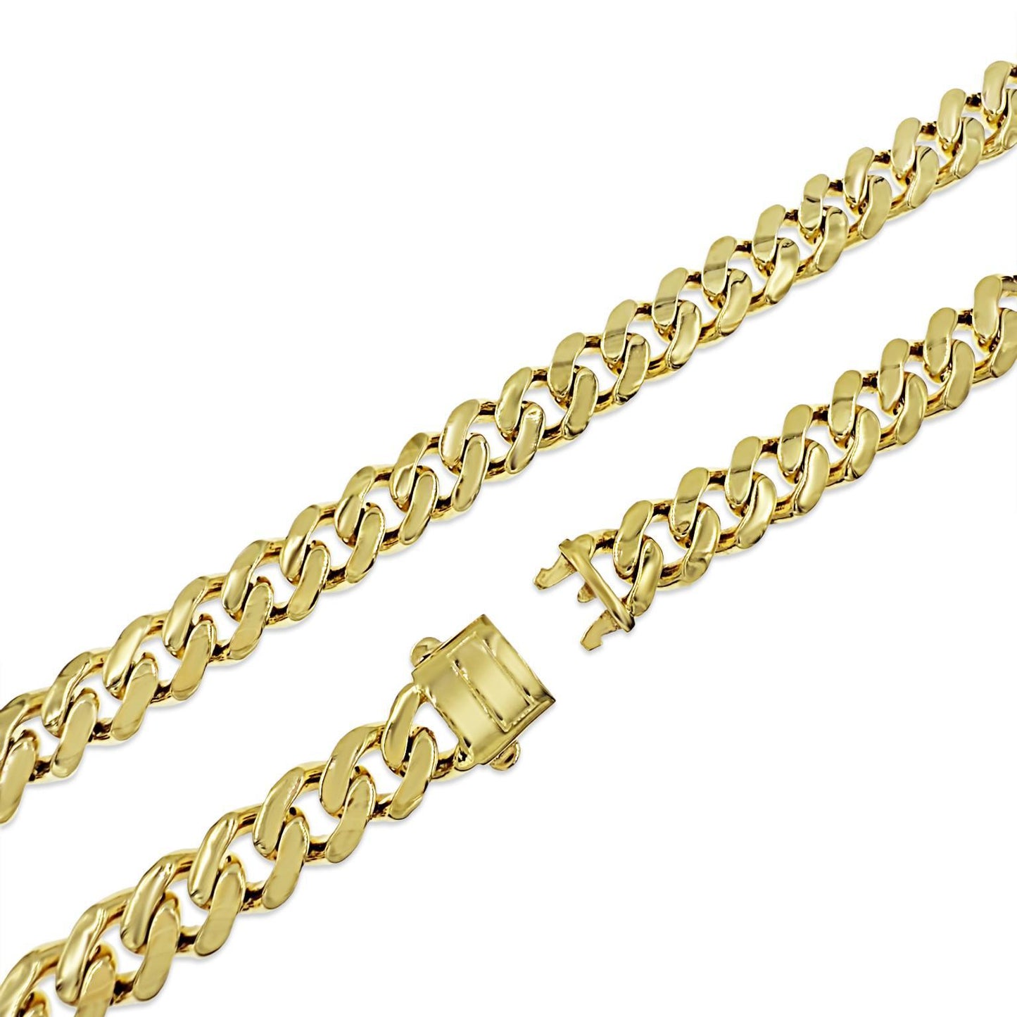 10k Yellow Gold Miami Cuban Link 10mm Chain Mens Necklace