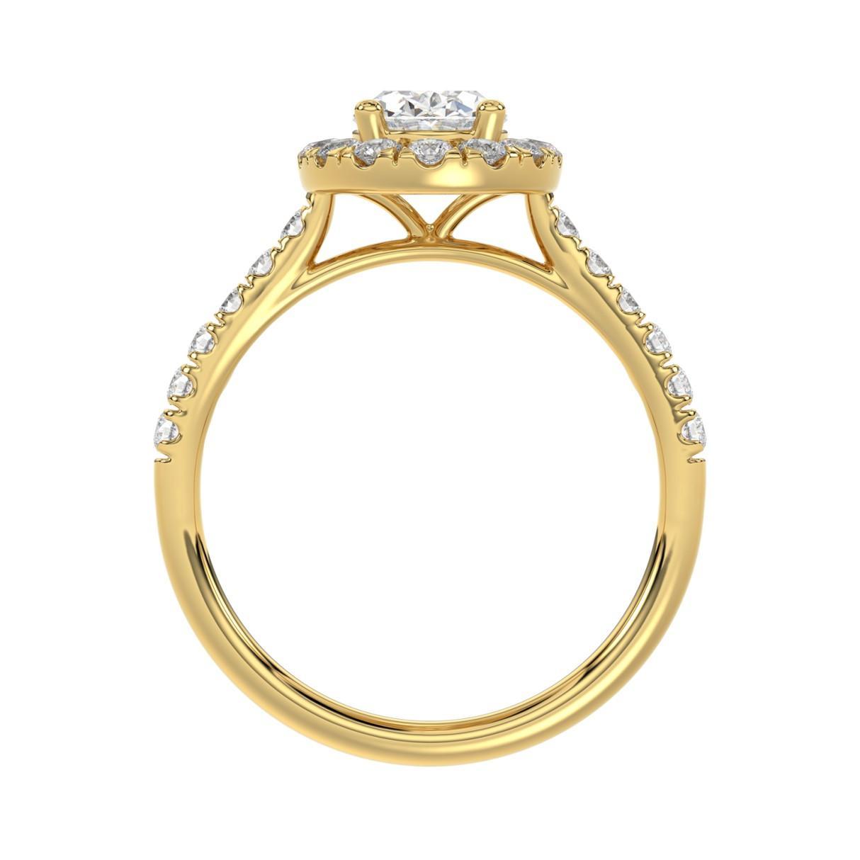 1.50ctw Lab Grown Diamond Oval Halo Engagement Ring 14K Yellow Gold