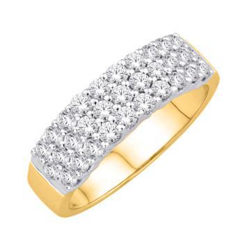 1ctw Round Diamond Triple Row Bridal Wedding Band 14k Yellow Gold