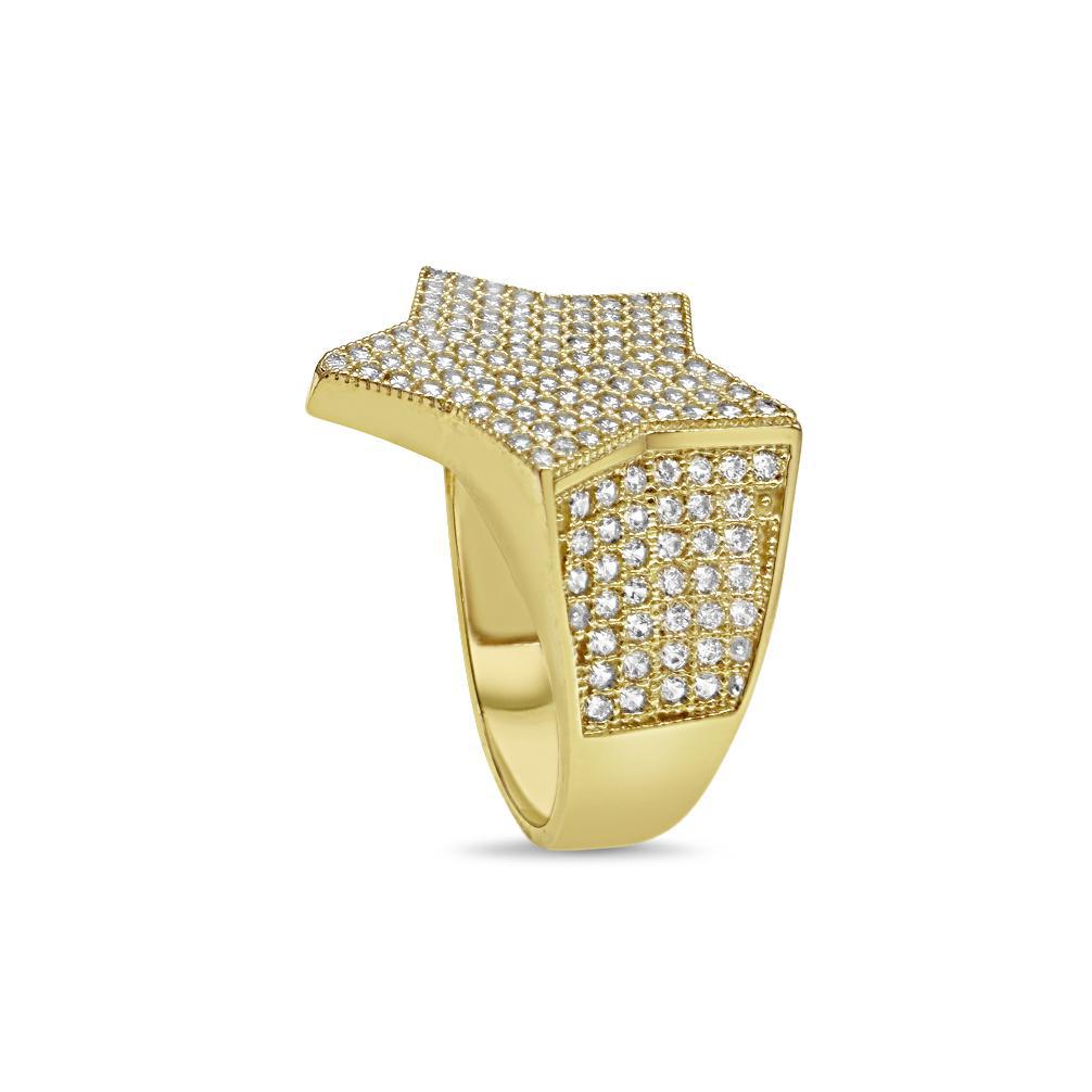 10K Yellow Gold Star Mens Ring Pinky Mens Ring