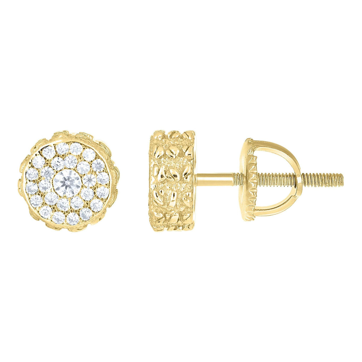 Moissanite Nugget Stud Earrings Yellow Tone 925 Sterling Silver