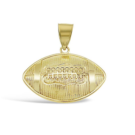 10K Yellow Gold Football Pendant Mens Sports Charm
