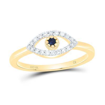 Diamond Natural Blue Sapphire Eye Ring Womens 10K Yellow Gold