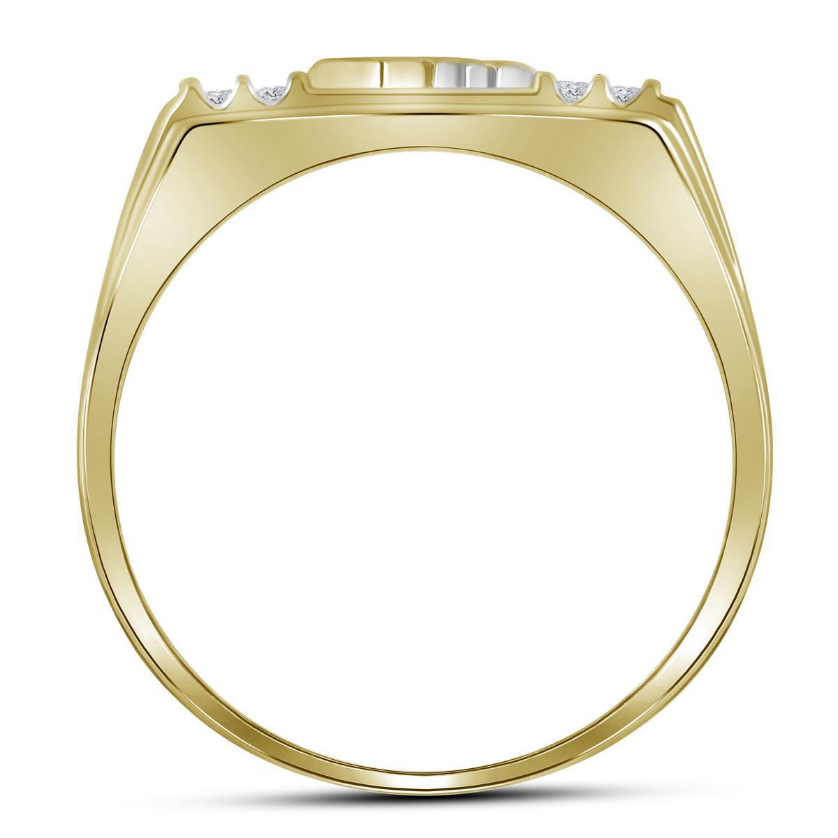 Diamond Dad Father Ring 10k Yellow Gold Mens Band