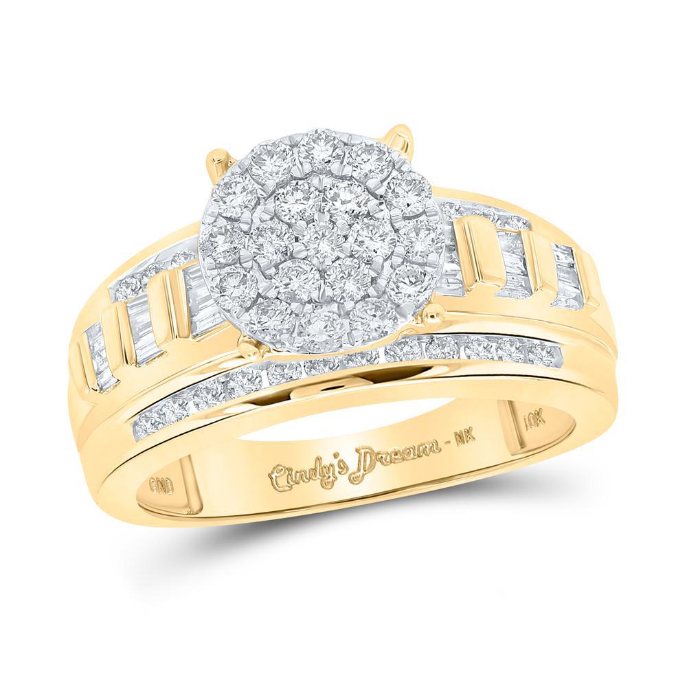 1ctw Diamond Cluster Halo Ring in 10K Yellow Gold