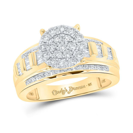 1ctw Diamond Cluster Halo Ring in 10K Yellow Gold