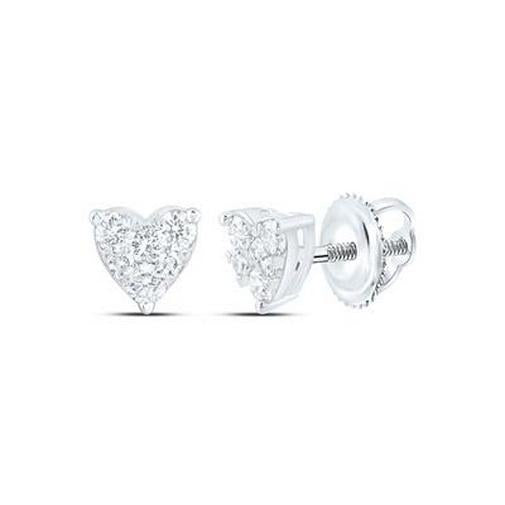 0.25ctw Diamond Heart Stud Earrings 14K White Gold Screw Back