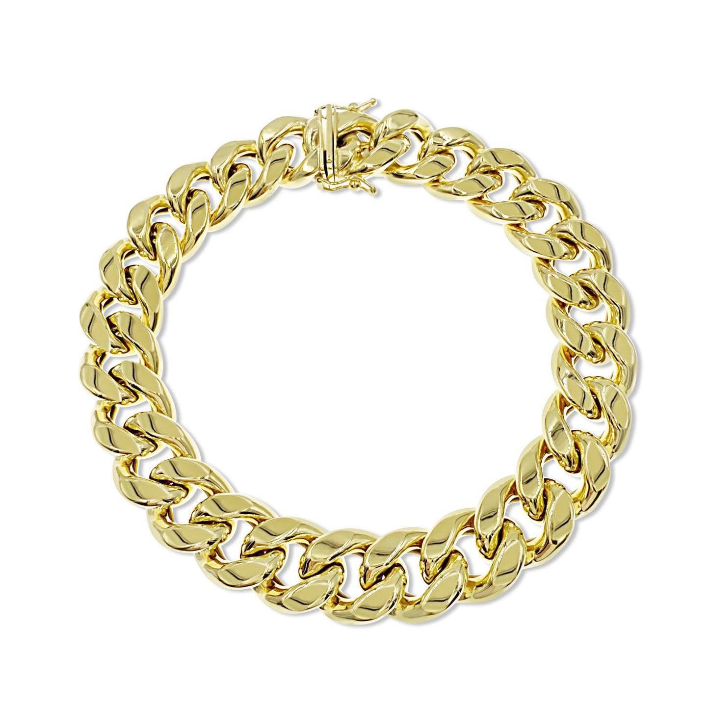 10K Yellow Gold Mens Cuban Link Bracelet 13mm Chain