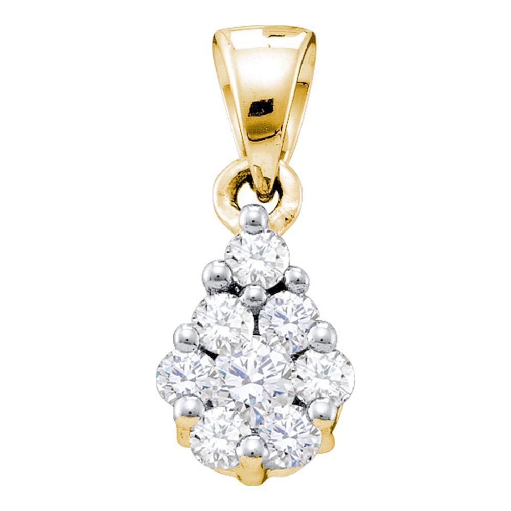 Diamond Pear Shape Cluster Pendant 10k Yellow Gold Charm