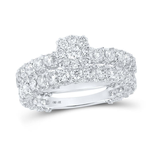 3.24 cttw Round Diamond Bridal Wedding Ring Band Set 10k White Gold