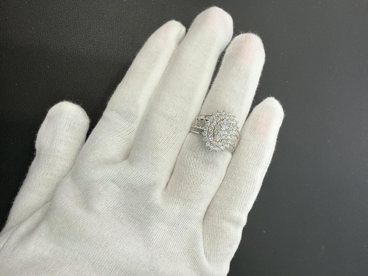 1.50ctw Diamond Oval Cluster Statement Ring 10K White Gold