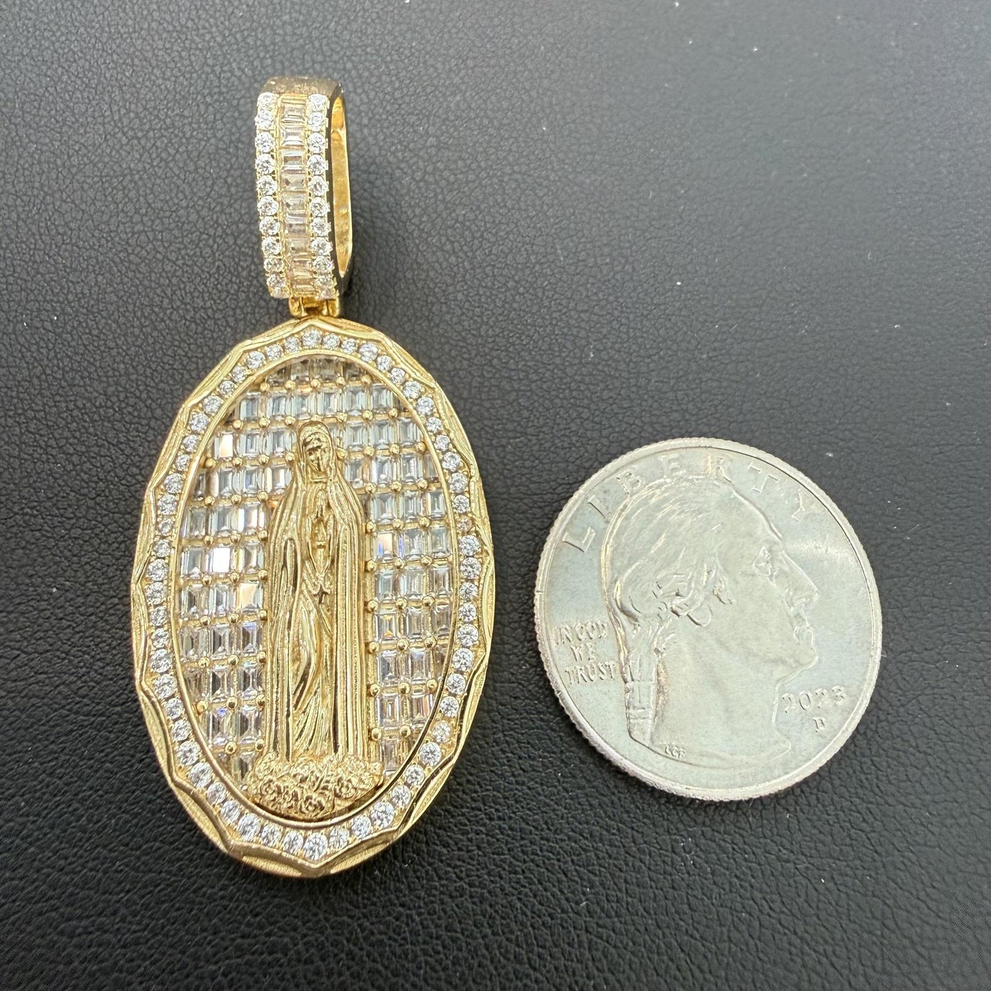 Virgin Mary Pendant Gold Plated 925 Sterling Silver