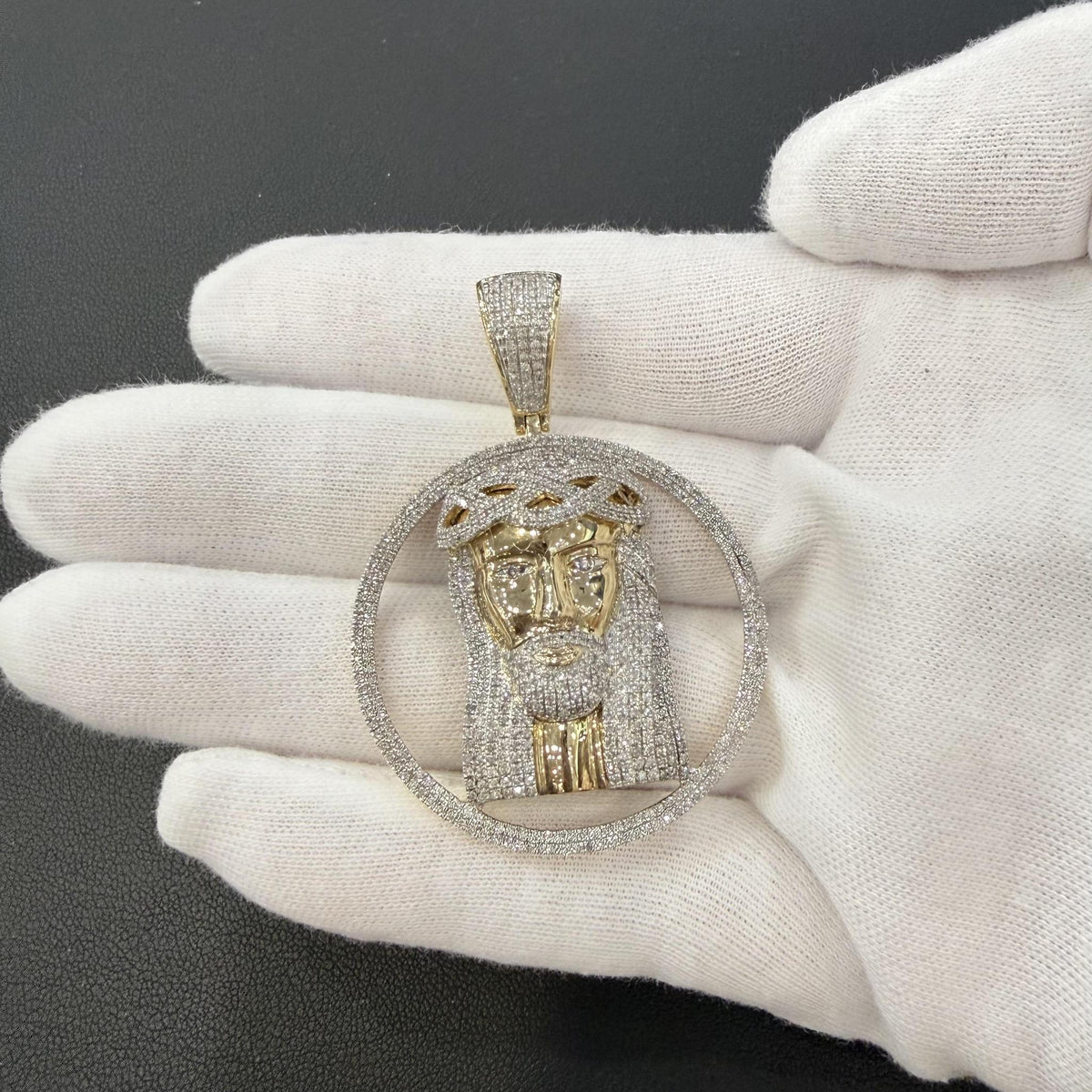 1.70ctw Diamond Jesus Pendant Charm 10K Yellow Gold