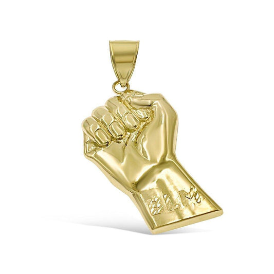 Black Lives Matter Pendant Real 10k Gold BLM Men Charm 2"