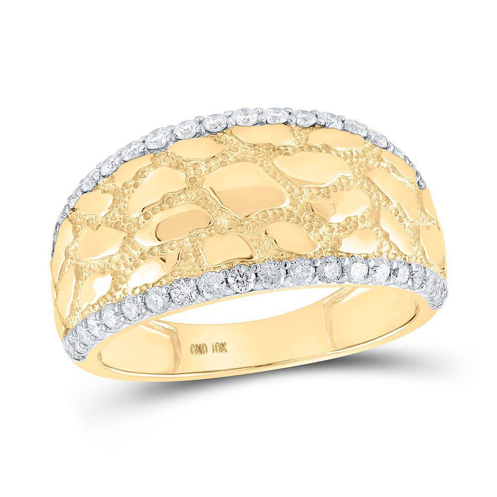 3/4Cttw Diamond Nugget Mens Band Ring 10k Yellow Gold