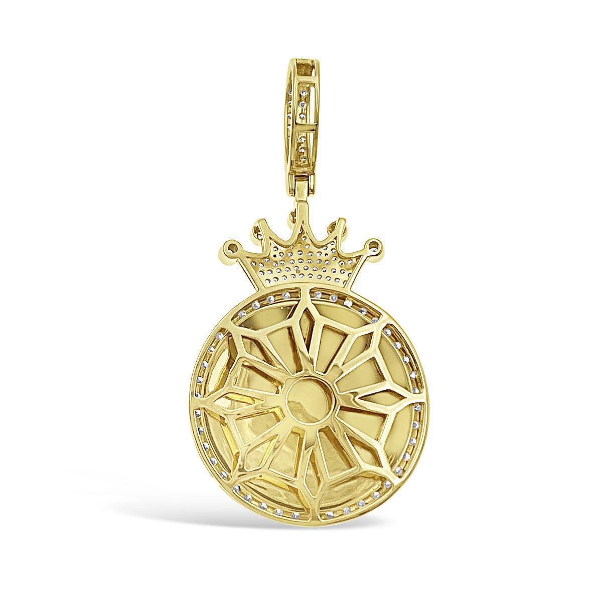 1.49 ctw Diamond Memory Crown Picture Photo Pendant 10k Gold Charm Frame 2.1"