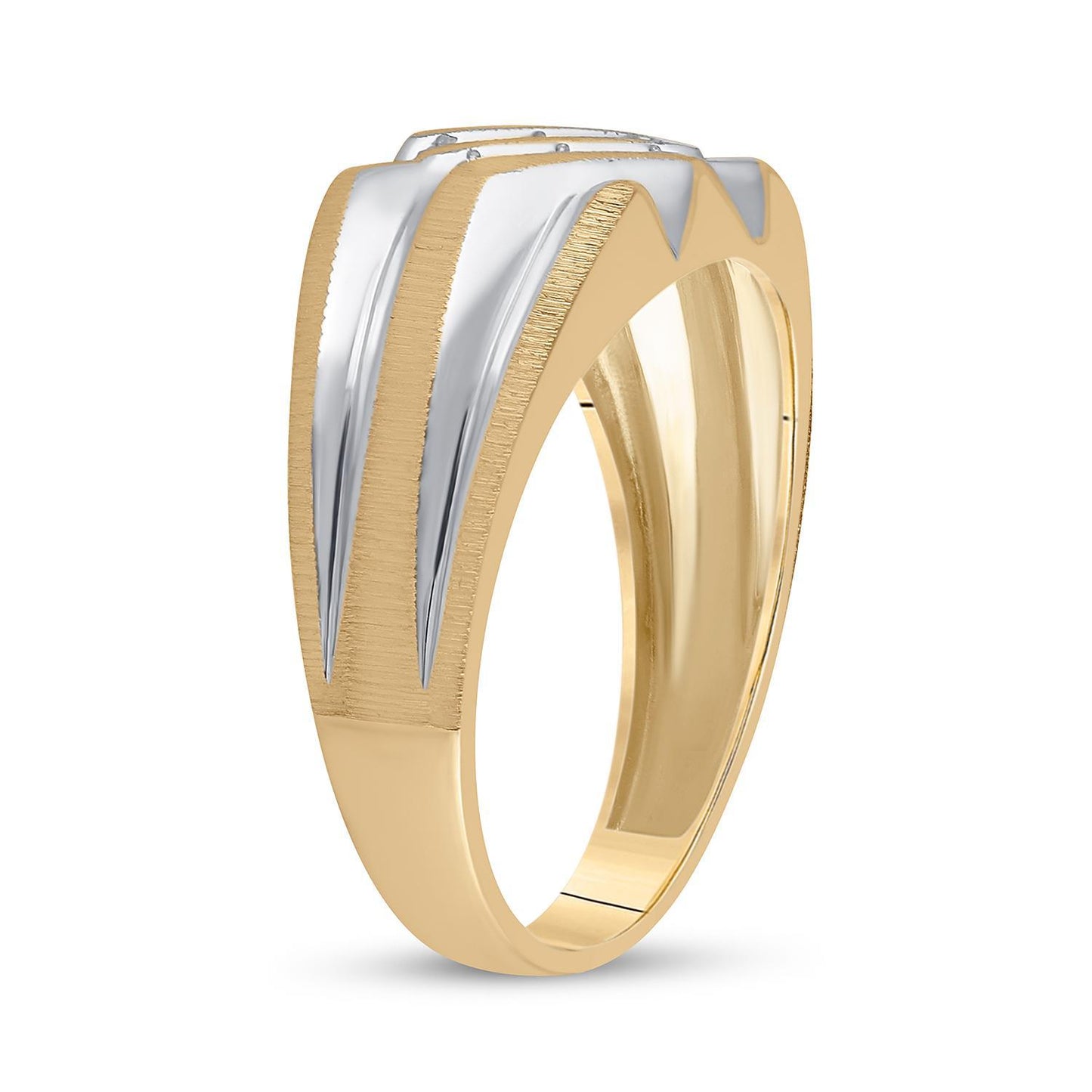 0.25ctw Diamond Mens Wedding Band Ring 10K Yellow White Gold