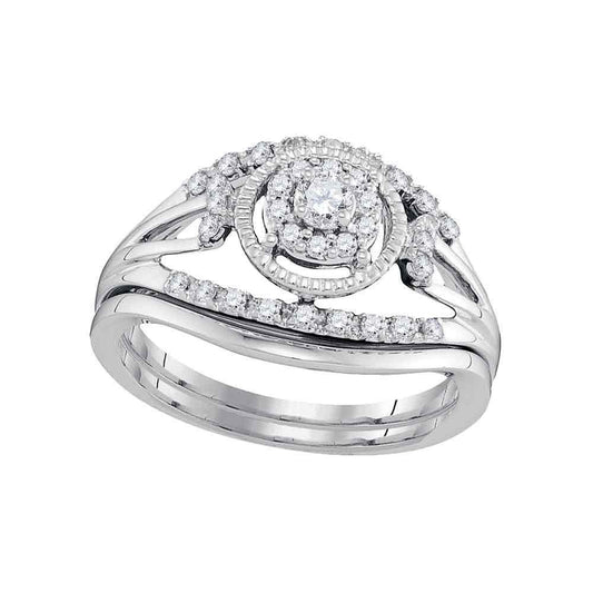 0.33ctw Diamond Openwork Engagement Wedding Ring Band Set 10k White Gold