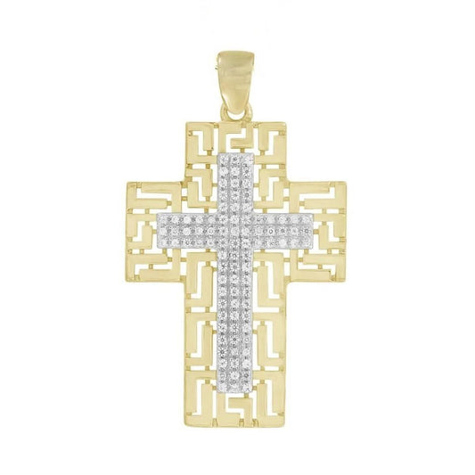 0.20ctw Diamond Cross Pendant Charm 10k Yellow Gold