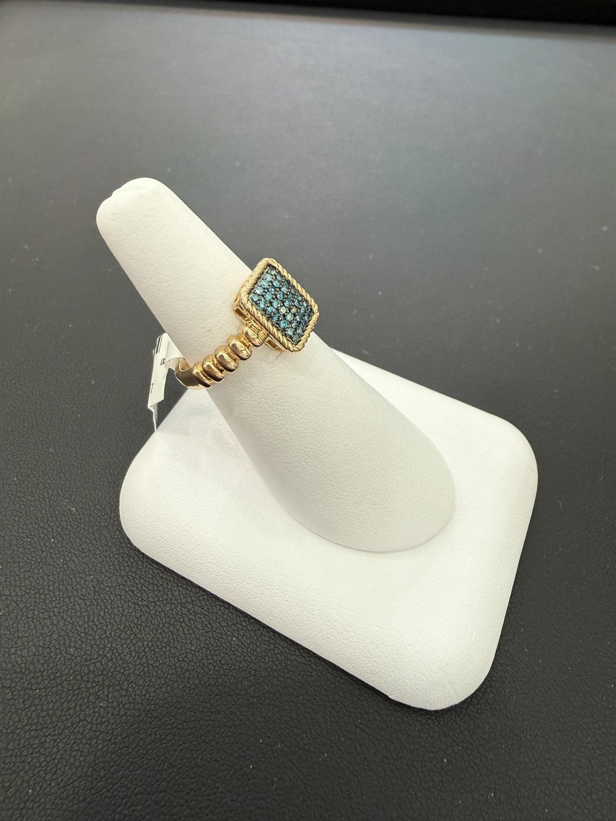 0.25ctw Blue Diamond Rectangle Cluster Ring 10K Yellow Gold
