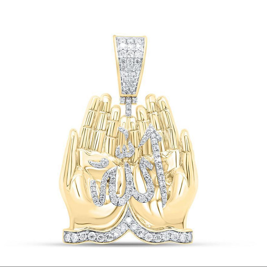 0.87ctw Diamond Allah Muslim Pendant 10K Yellow Gold