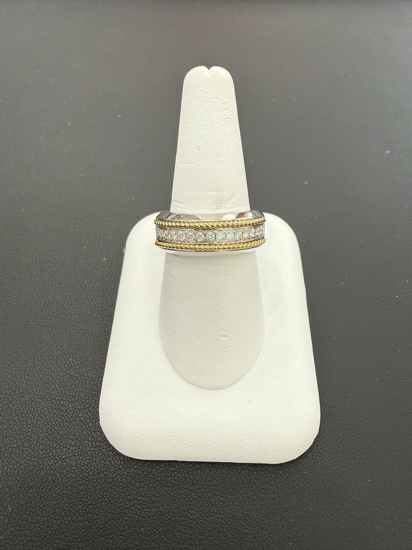 Mens Diamond Rope Wedding Band 10K Two Tone Gold
