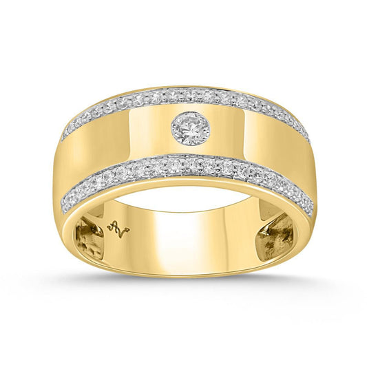 0.50cttw Diamond Wedding Mens Band 14k Yellow Gold Ring