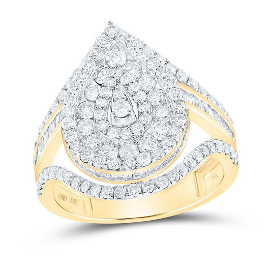 1.92ctw Diamond Pear Cluster Halo Ring 10K Yellow Gold