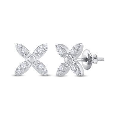 0.25 cttw Diamond X Stud Earrings 14k White Gold Screw Back