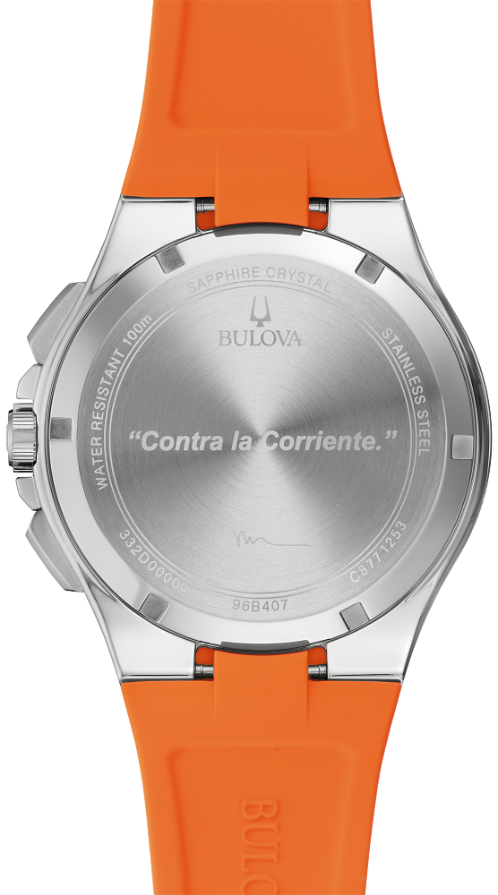 Bulova Marc Anthony Orange Band Mens Watch 96B407