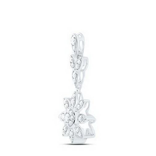 0.50ctw Diamond Flower Pendant 14K White Gold