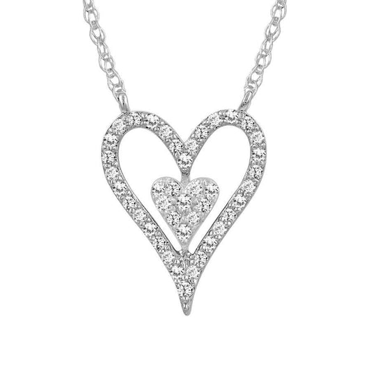 Diamond Heart Pendant Necklace 10k White Gold 0.25cttw