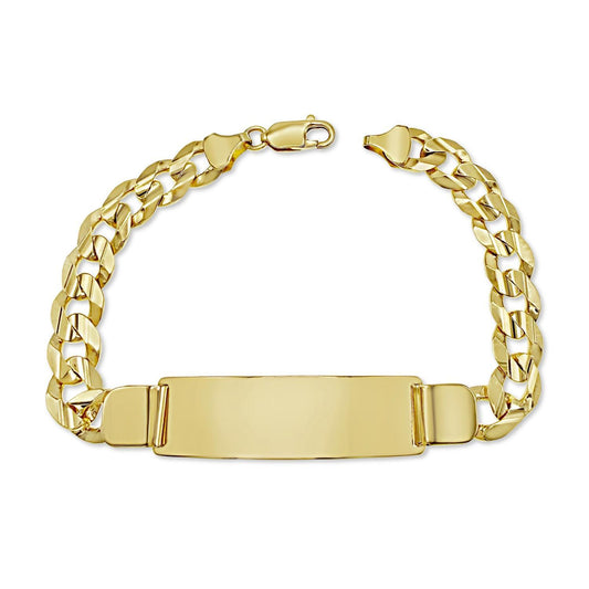 14K Yellow Gold Cuban Link Chain ID Mens Bracelet