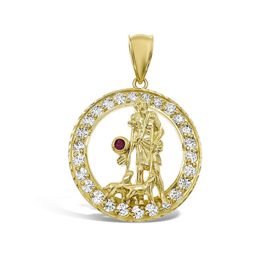 Saint Lazarus Pendant 10k Gold San Lazaro Men Charm 1.8"