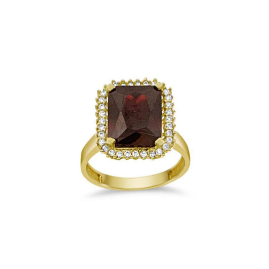 Real 14k Gold Ring Red CZ Women Band Size 7