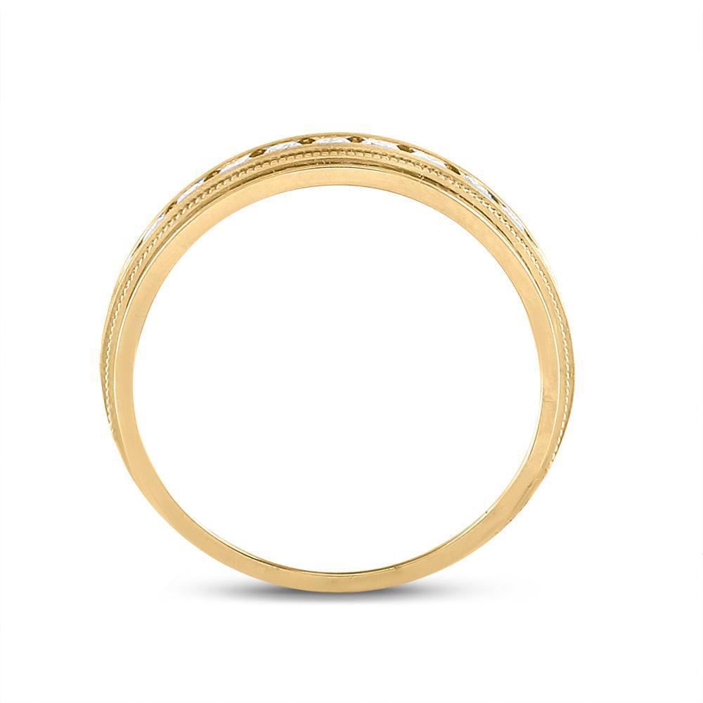 0.50Cttw Round Diamond Mens Wedding Single Row Band Ring 14k Yellow Gold