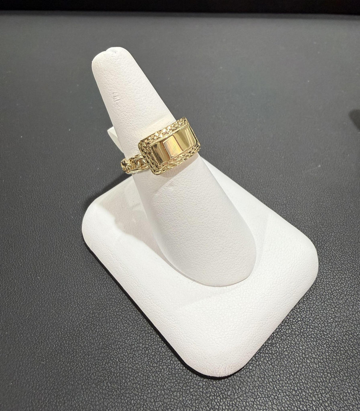 10K Yellow Gold Cuban Link Nugget Signet Ring