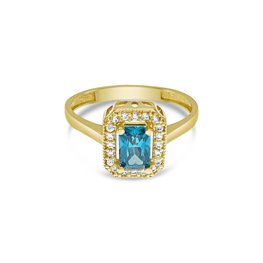 14k Gold Birthstone Ring Sky Blue Women Band Size 7.25