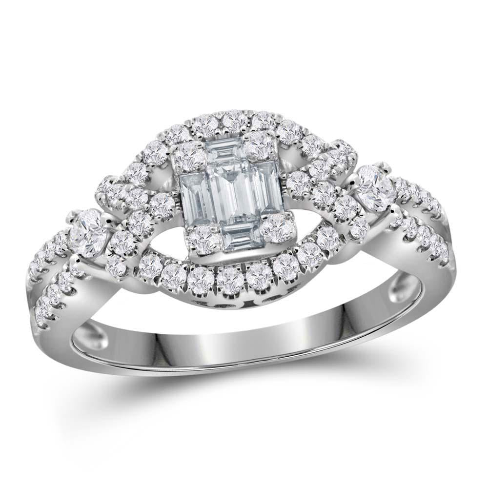 0.80ctw Diamond Engagement Ring 18K White Gold