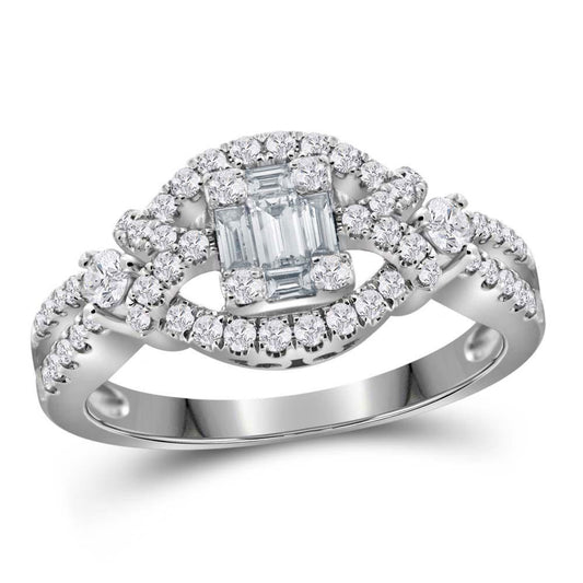 0.80ctw Diamond Engagement Ring 18K White Gold