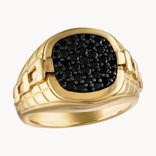 Bulova 0.50ctw Diamonds Mens Signet Ring Gold Plated Sterling Silver BVR1013-YSAAA