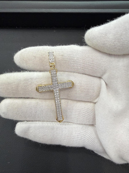 Diamond Mens Cross Charm Pendant 10k Yellow Gold 0.25ctw