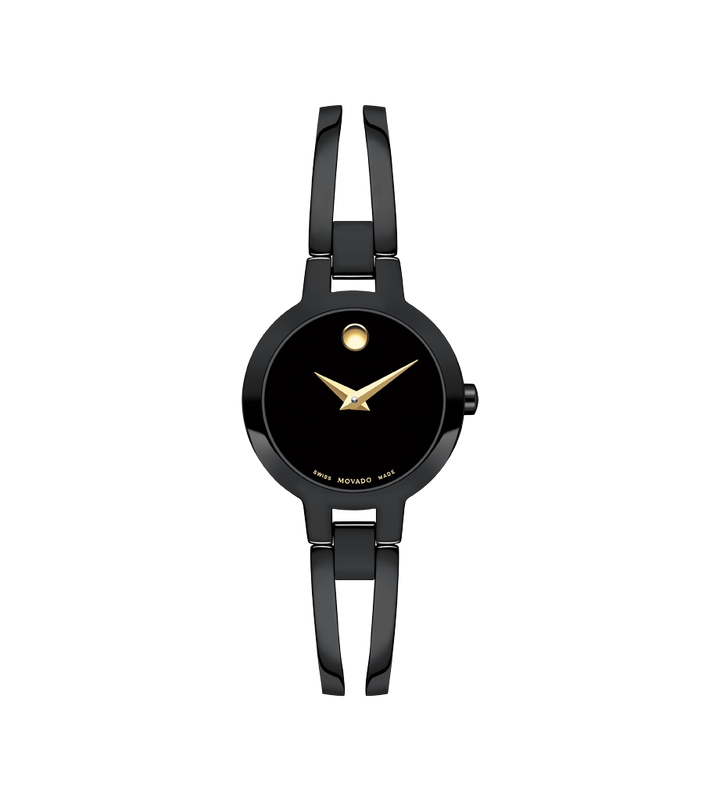 Movado Amorosa Black Dial Bangle Watch 0607795