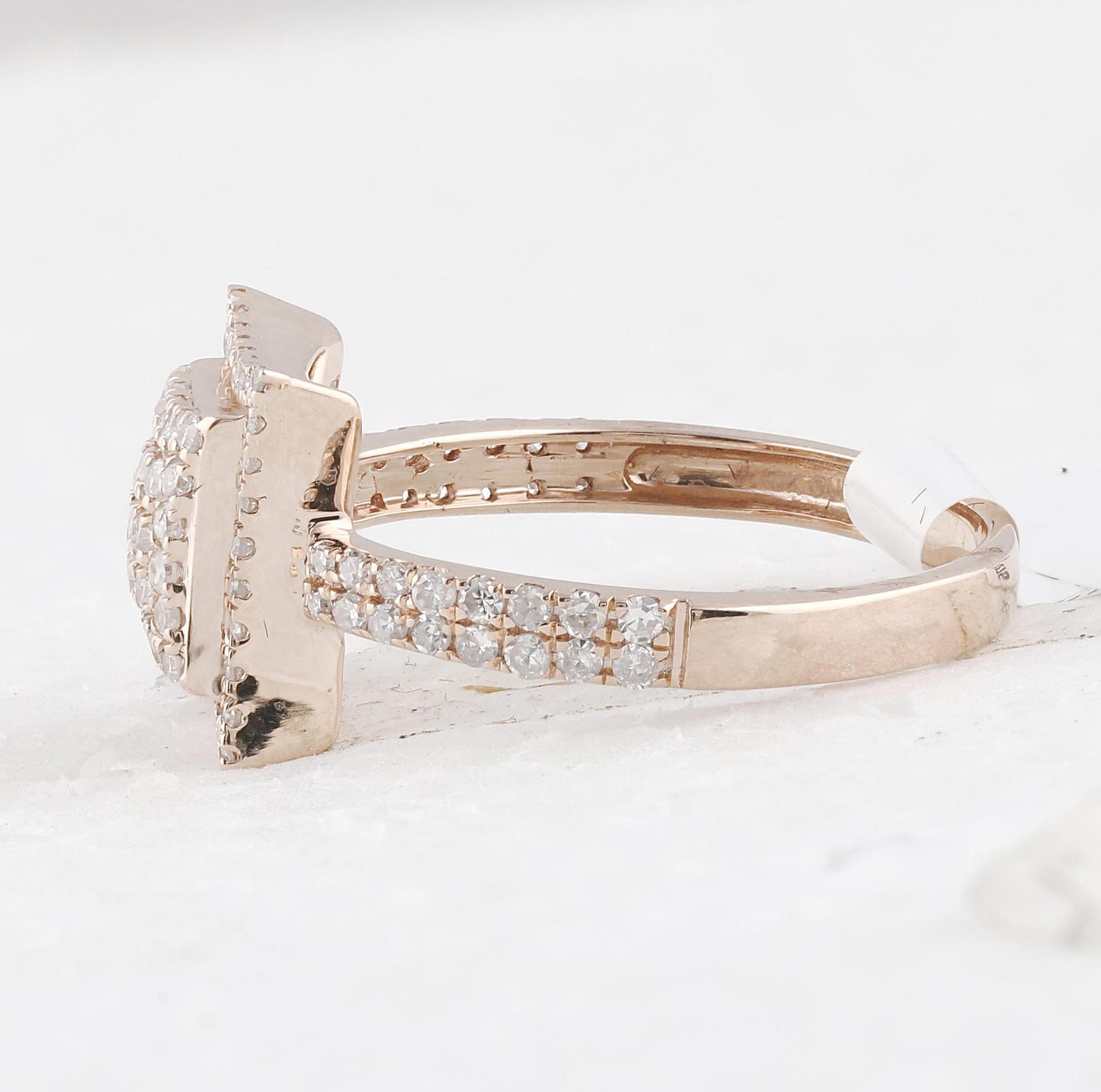 0.45 Ctw Diamond Square Cluster Engagement Promise Ring 10k Rose Gold