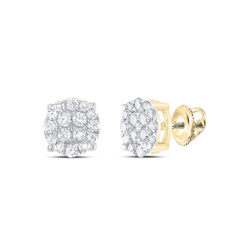 0.26ctw Diamond Cluster Stud Earrings 14k Yellow Gold