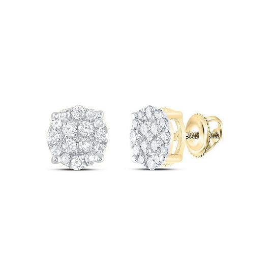 0.26ctw Diamond Cluster Stud Earrings 14k Yellow Gold