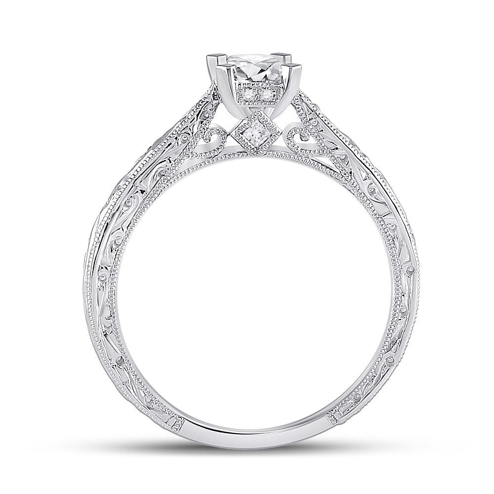 0.50 Cttw Princess Diamond Bridal Engagement Ring 14k White Gold