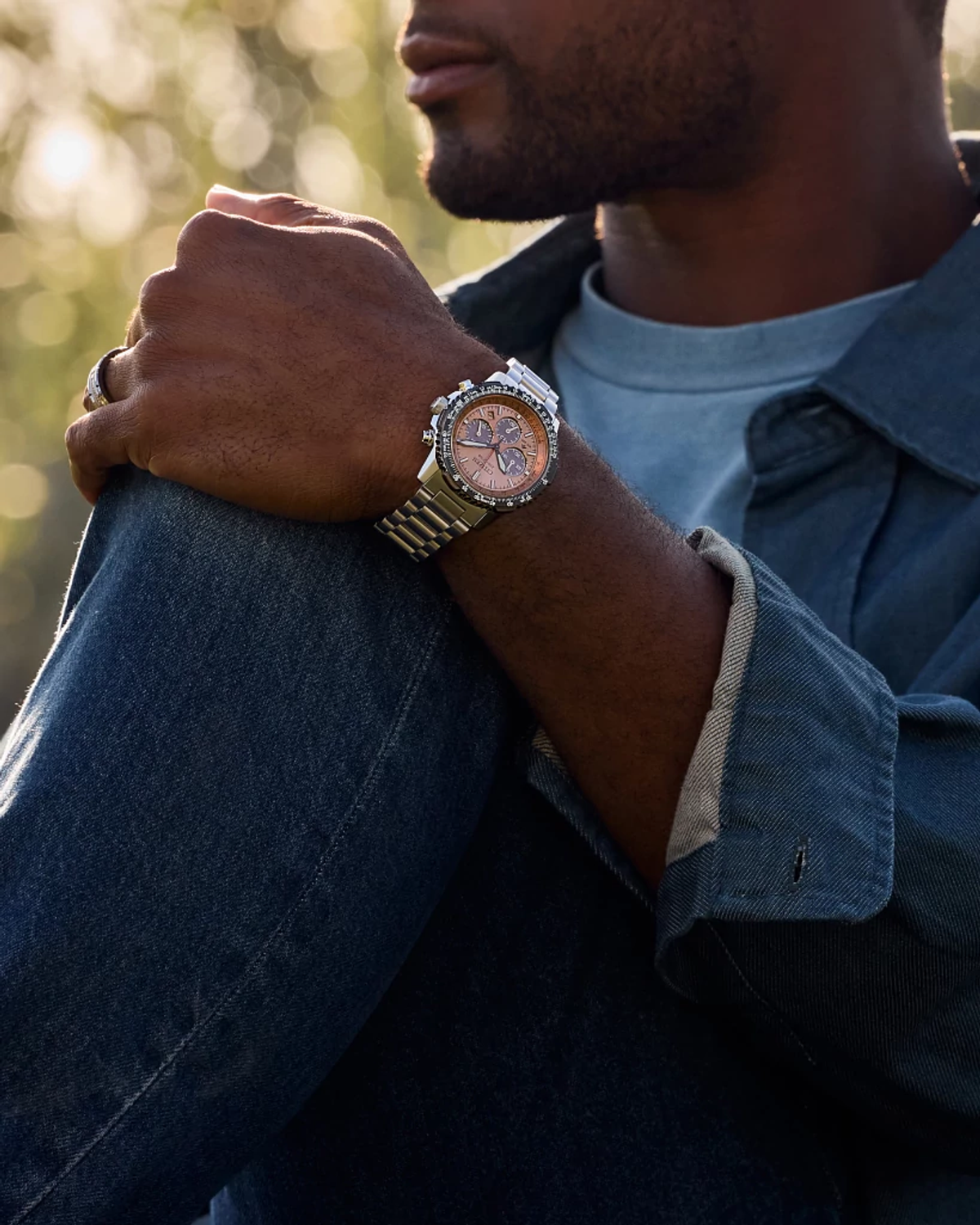 Citizen Promaster Navihawk Eco-Drive Chrono Salmon Dial Mens Watch CA4664-60X