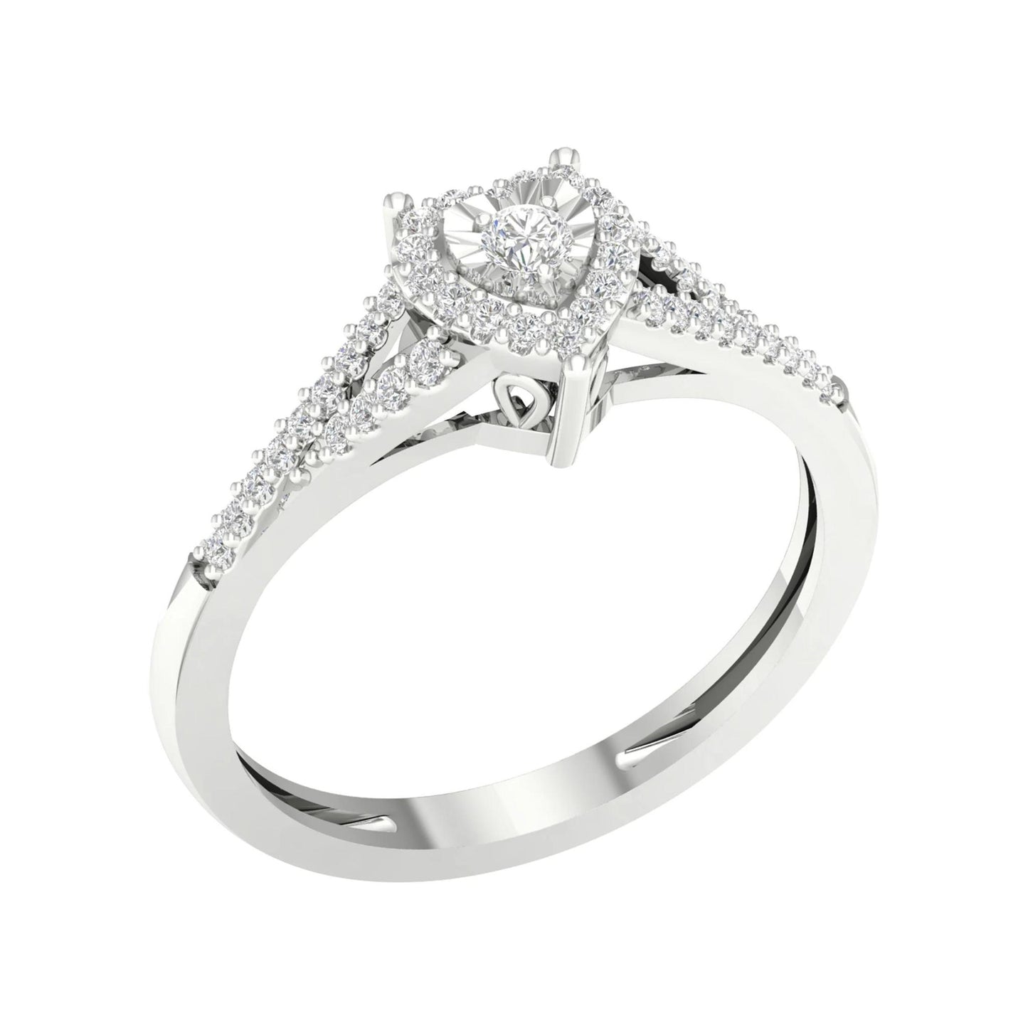 Diamond Heart Cluster Halo Engagement Ring 10k White Gold
